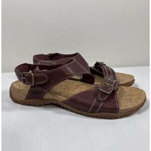 LL Bean Women's 9 Sandals Leather Brown Adjustable Strap Buckle Comfort Strappy